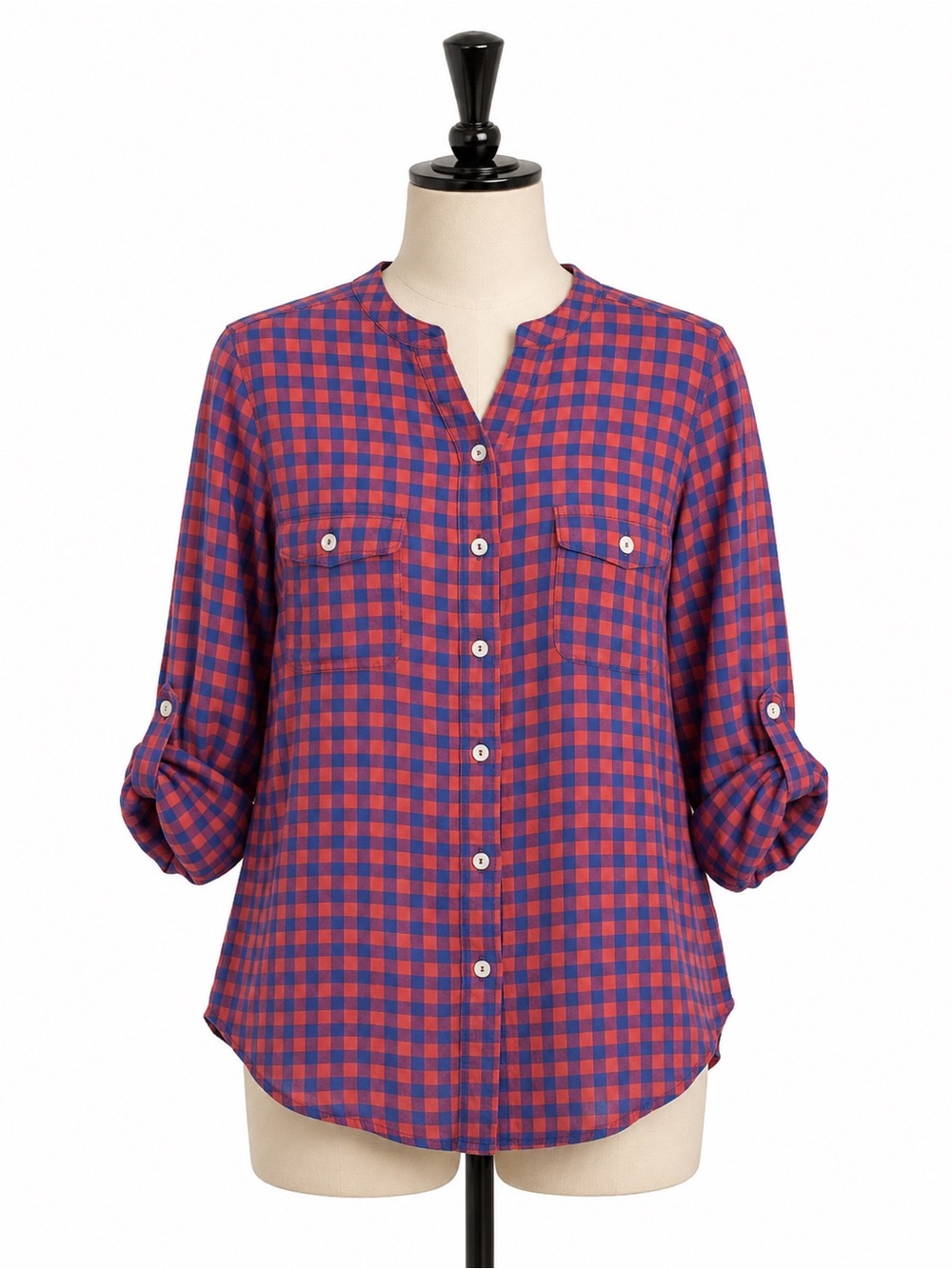 ROOTS‎ CANADA RED/BLUE CHECKERED BUTTON UP LONG SLEEVE LIGHTWEIGHT SHIRT MEDIUM